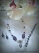 Parure collier, bracelet et boucles d'oreilles en cristal et perles de Murano sur métal argent